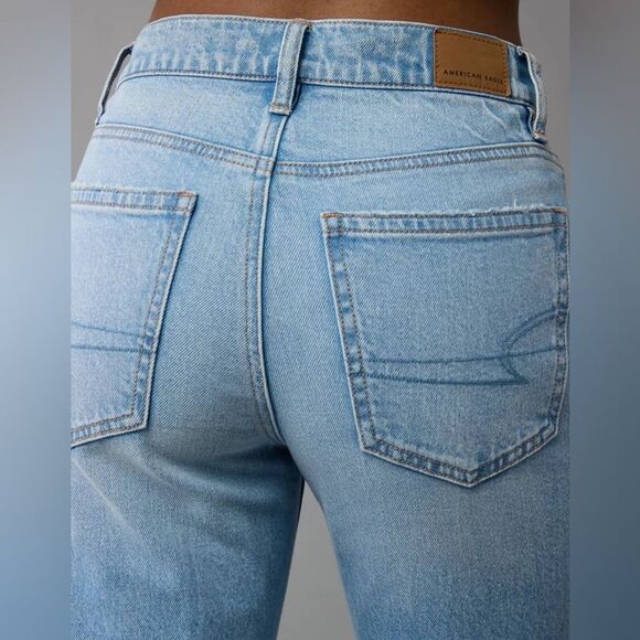 American Eagle Stretch Super High-Waisted Straight Jean blue size 0 NWT in packg - Picture 6 of 8
